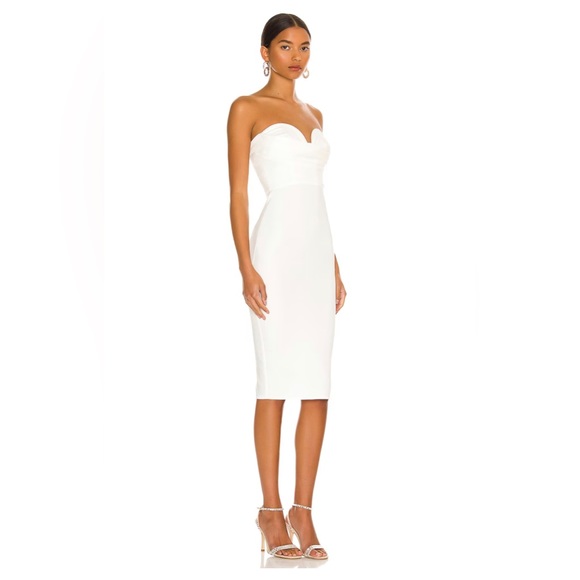 MORE TO COME Sophia Strapless Midi Dress in White - Picture 3 of 12
